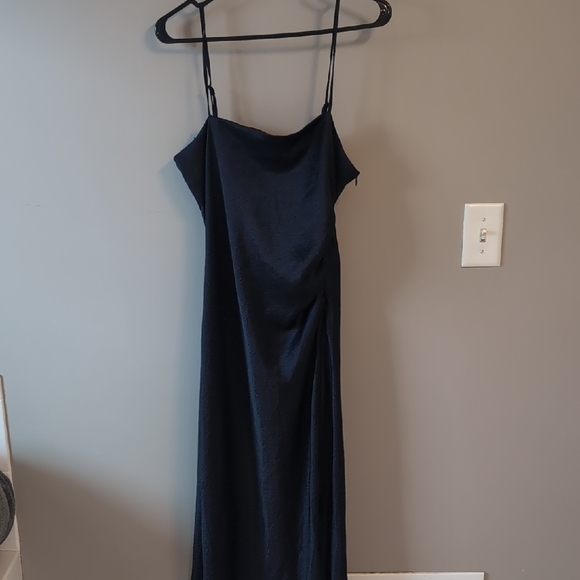 House of Harlow 1960 Navy Blue Satin Slip Minimalist Dress - Picture 3 of 5